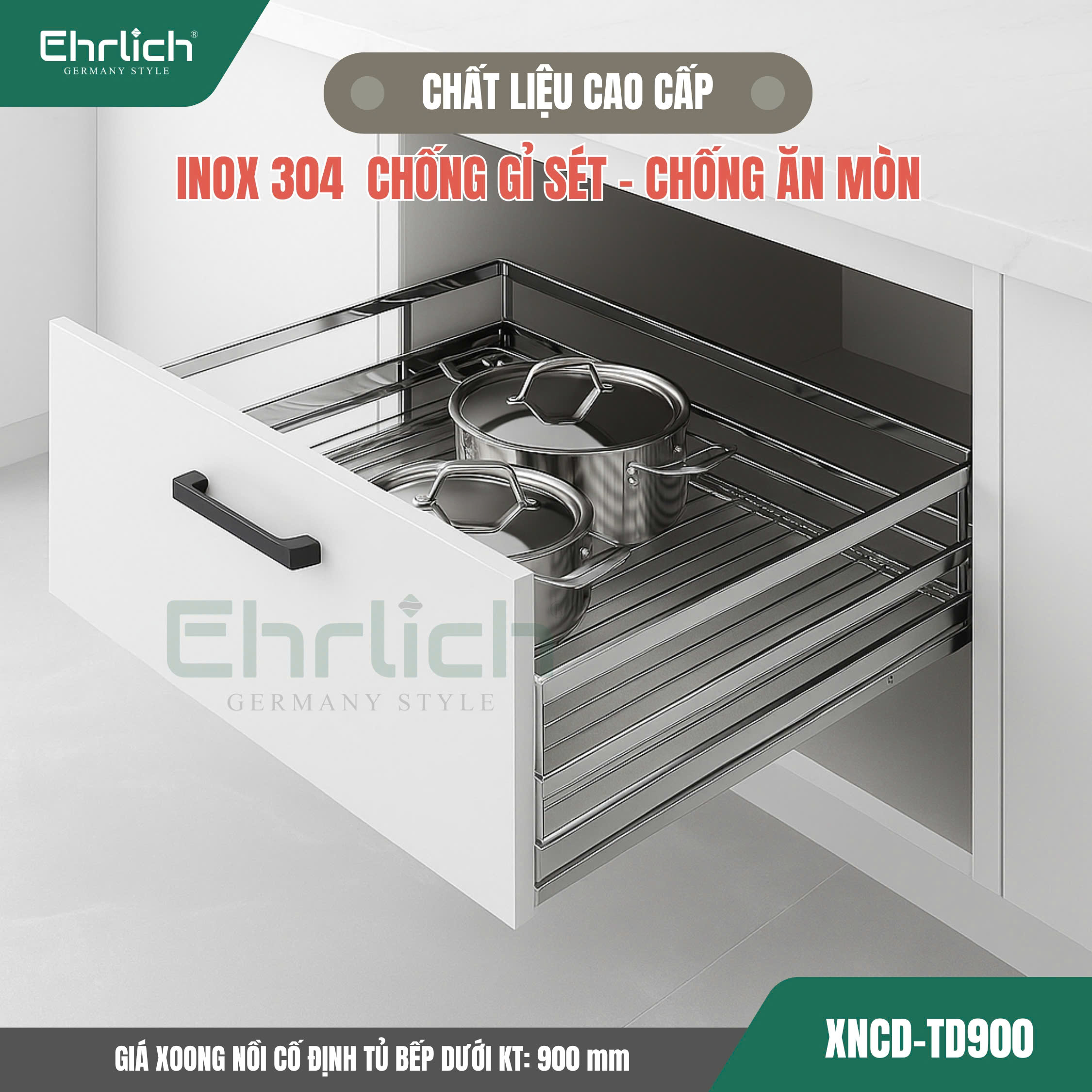 Giá xoong nồi cố định tủ bếp dưới - 900mm