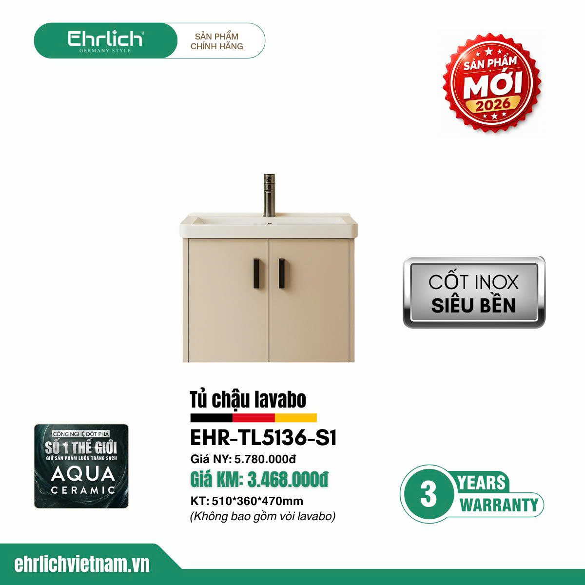 Tủ chậu dưới cao cấp TL5136-S1