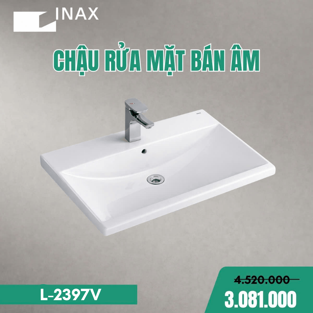 Chậu Rửa Lavabo Bán Âm Inax L-2397V