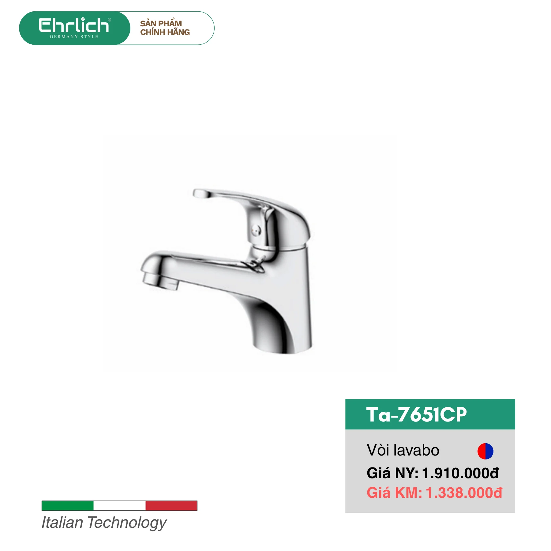 Vòi Lavabo Nóng Lạnh Ta-7651CP