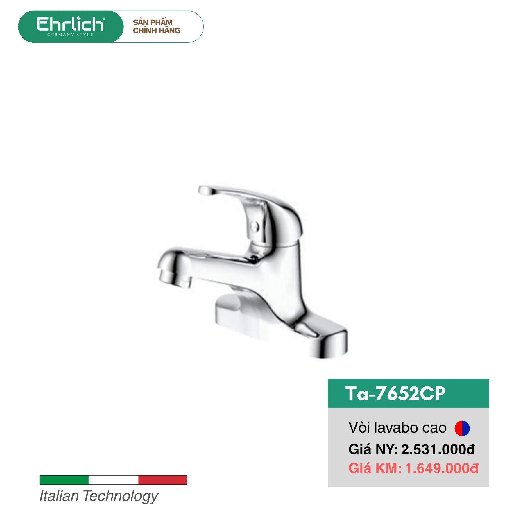 Vòi Lavabo Nóng Lạnh Ta-7652CP