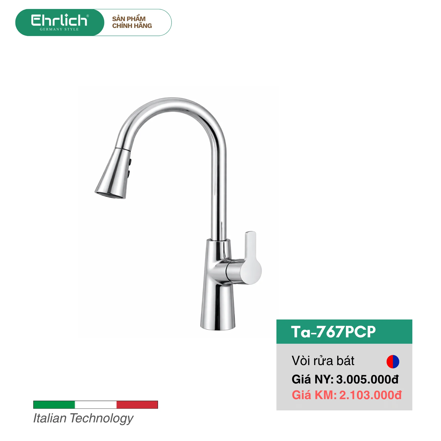 Vòi Rửa Bát Dây Rút Nóng Lạnh TA-767PCP