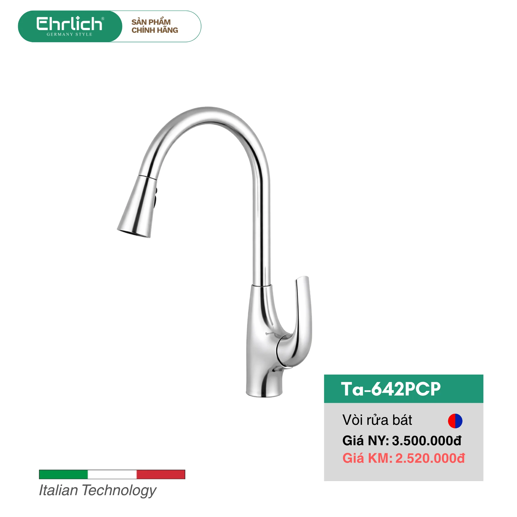 Vòi Rửa Bát Dây Rút Nóng Lạnh TA-642PCP