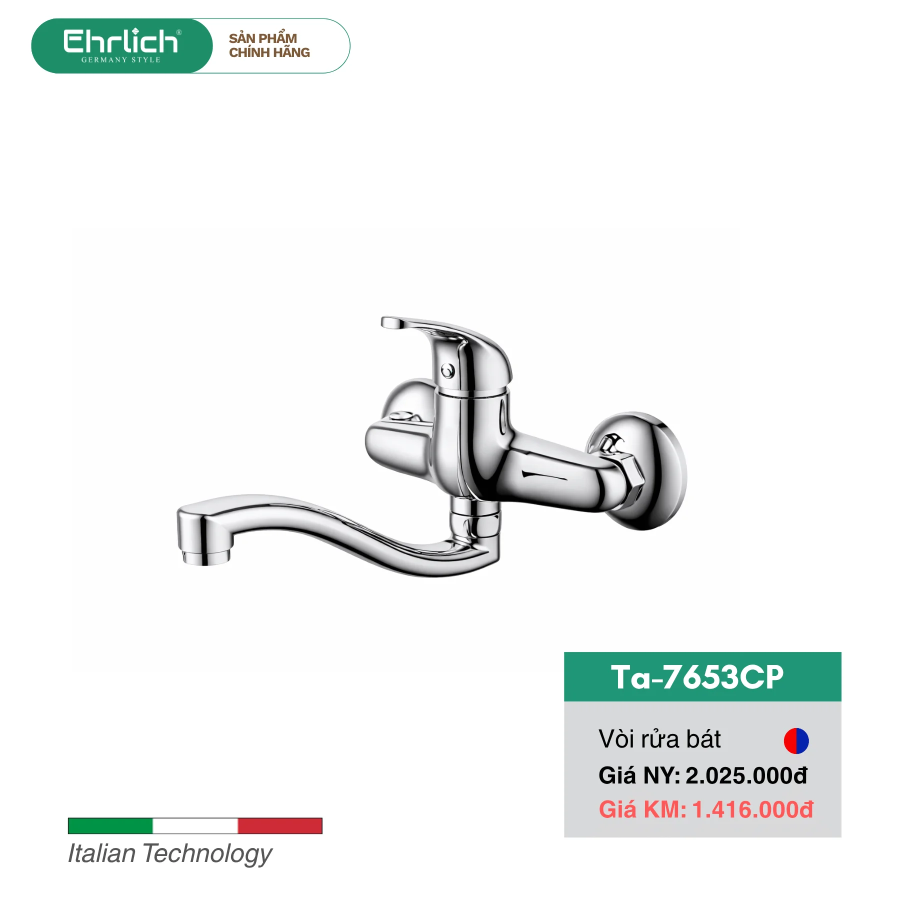Vòi Rửa Bát Cắm Tường Nóng Lạnh TA-7653CP