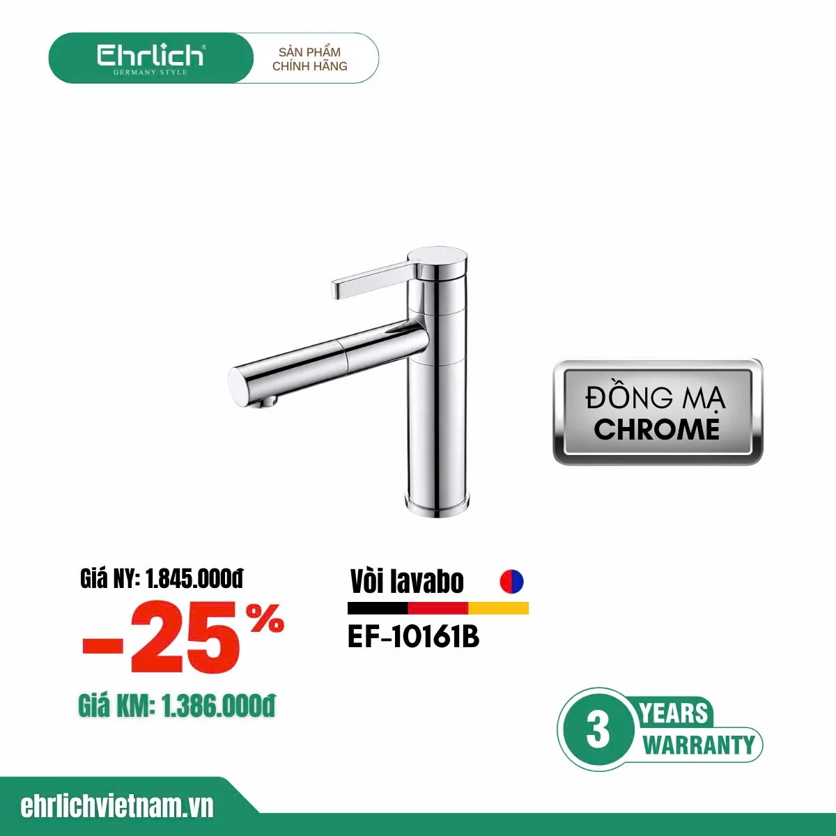 Vòi lavabo nóng lạnh EF-10161B