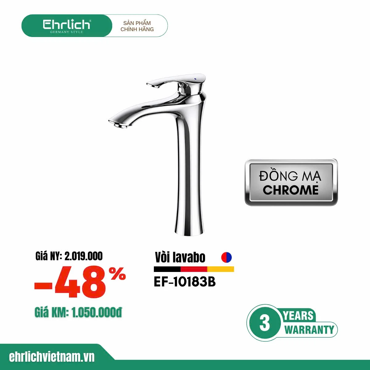 Vòi lavabo nóng lạnh EF-10183B