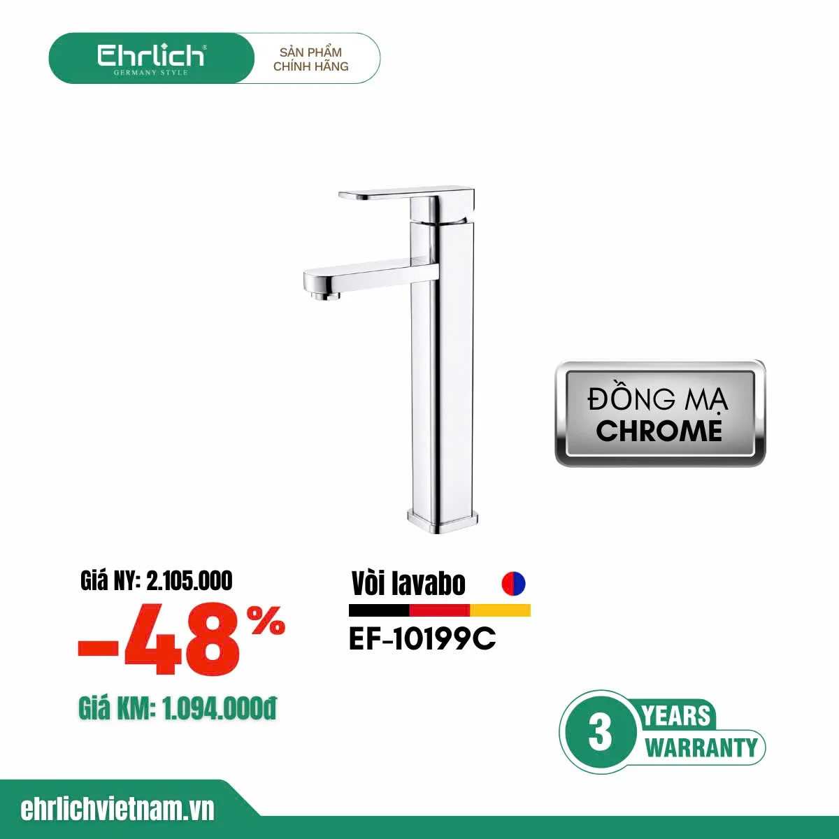 Vòi lavabo nóng lạnh EF-10199C