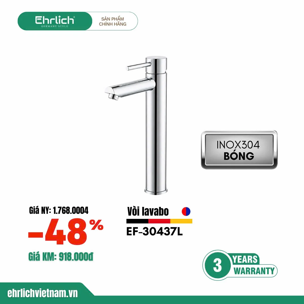 Vòi lavabo nóng lạnh EF-30437L