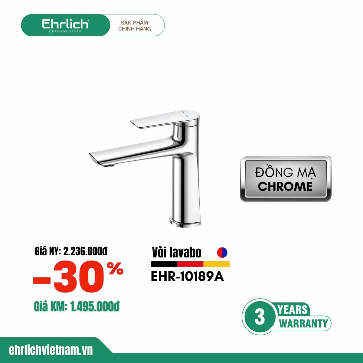 Vòi lavabo nóng lạnh EHR-V10189A