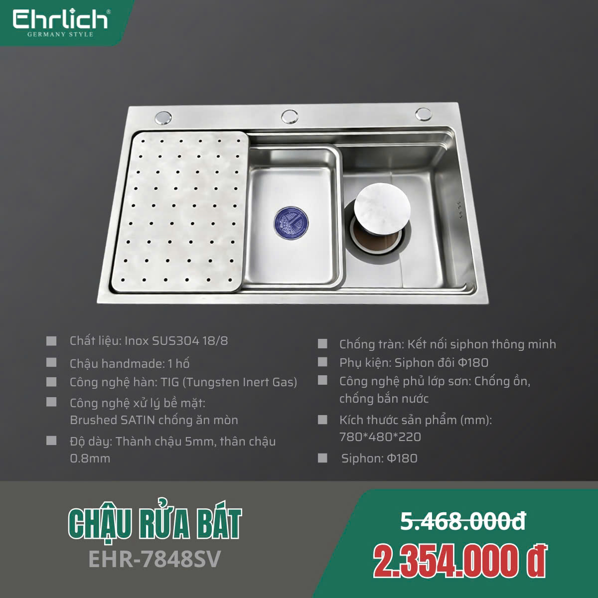 Chậu rửa bát EHR-7848SV