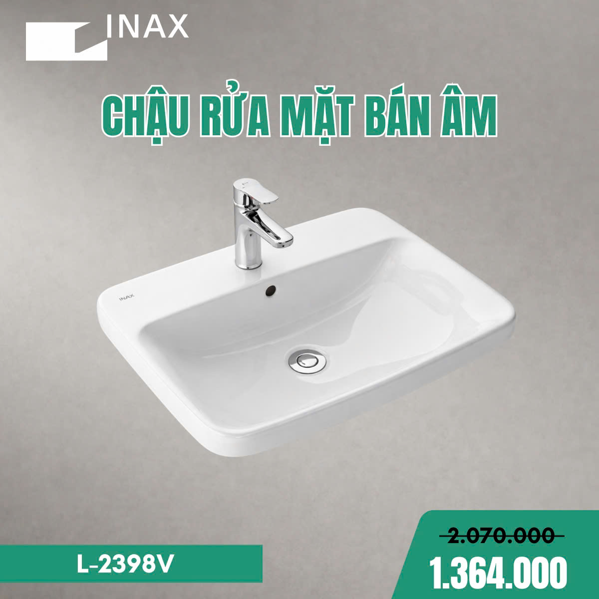Chậu Rửa Lavabo Bán Âm Inax L-2398V