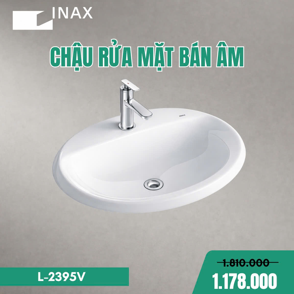 Chậu Rửa Lavabo Bán Âm Inax L-2395V