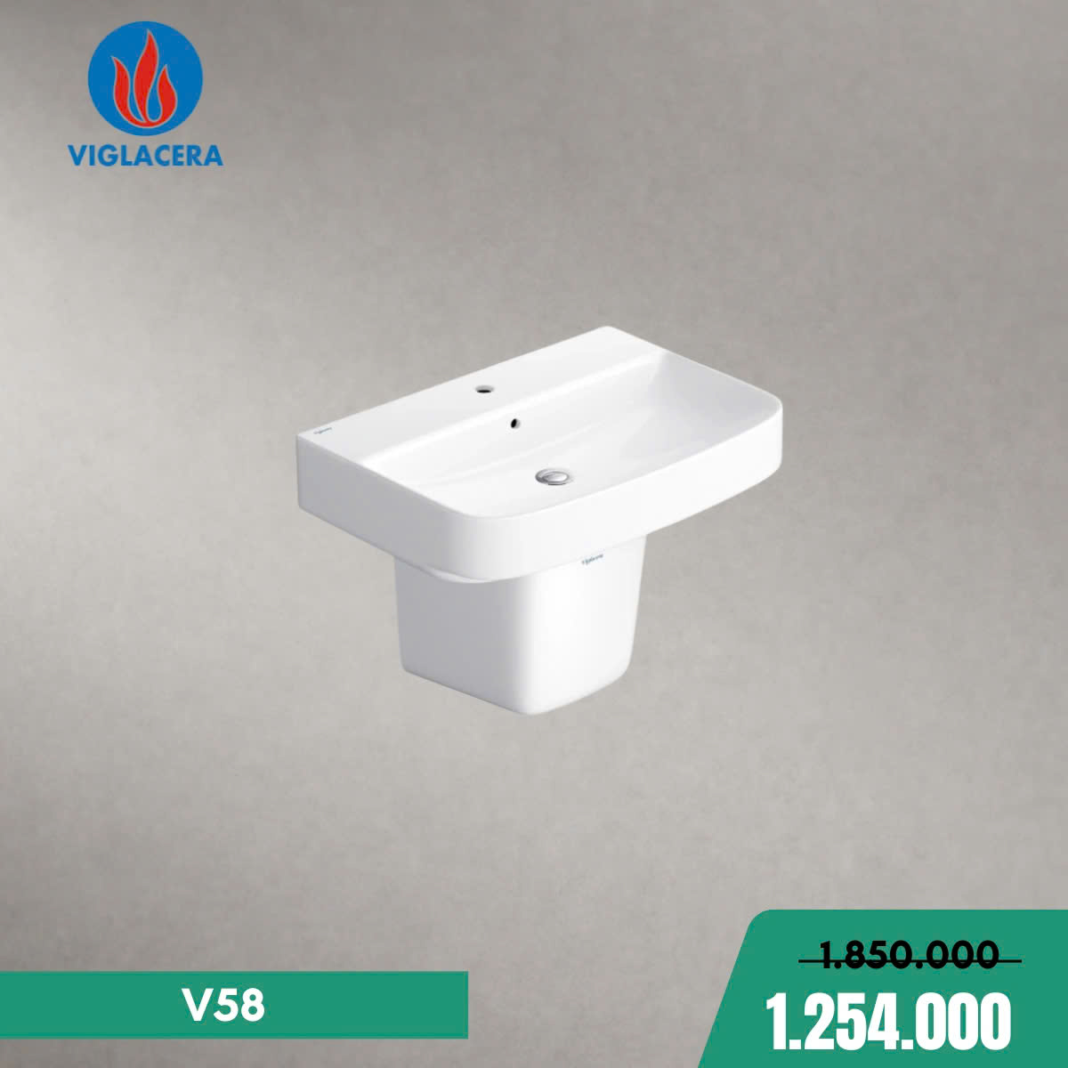 Chậu Lavabo Treo Tường Viglacera  V58