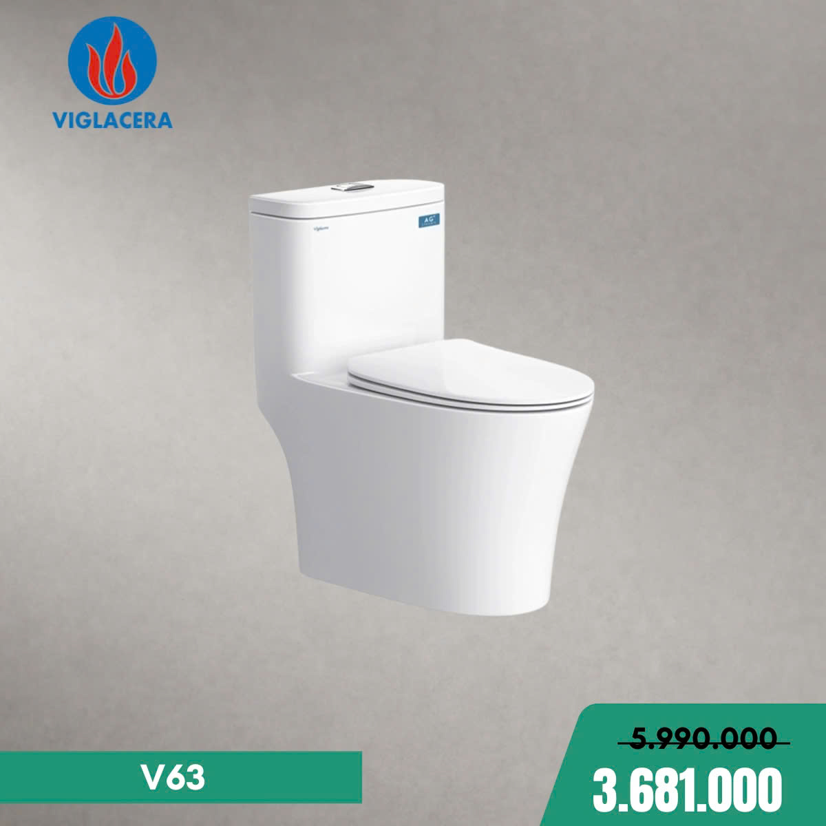 Bàn cầu một khối Viglacera V63