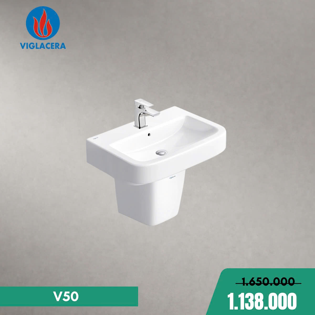 Chậu Lavabo Treo Tường Viglacera  V50