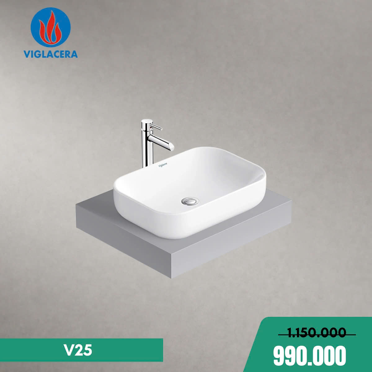 Chậu Lavabo Dương Bàn Viglacera V25