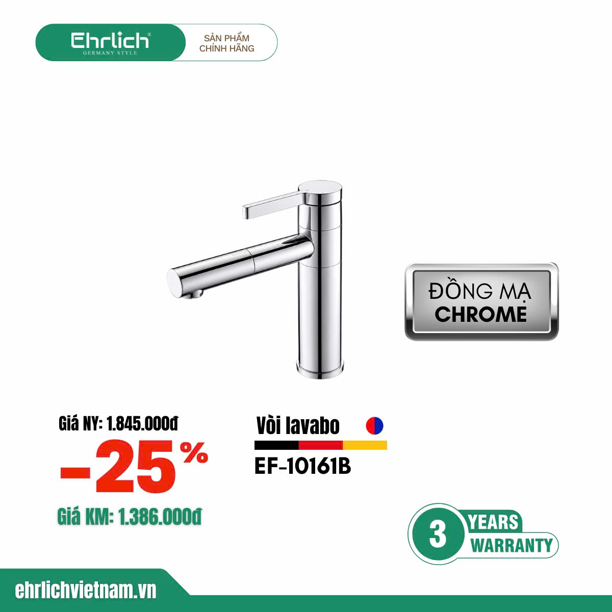 Vòi lavabo nóng lạnh  EF-10161B