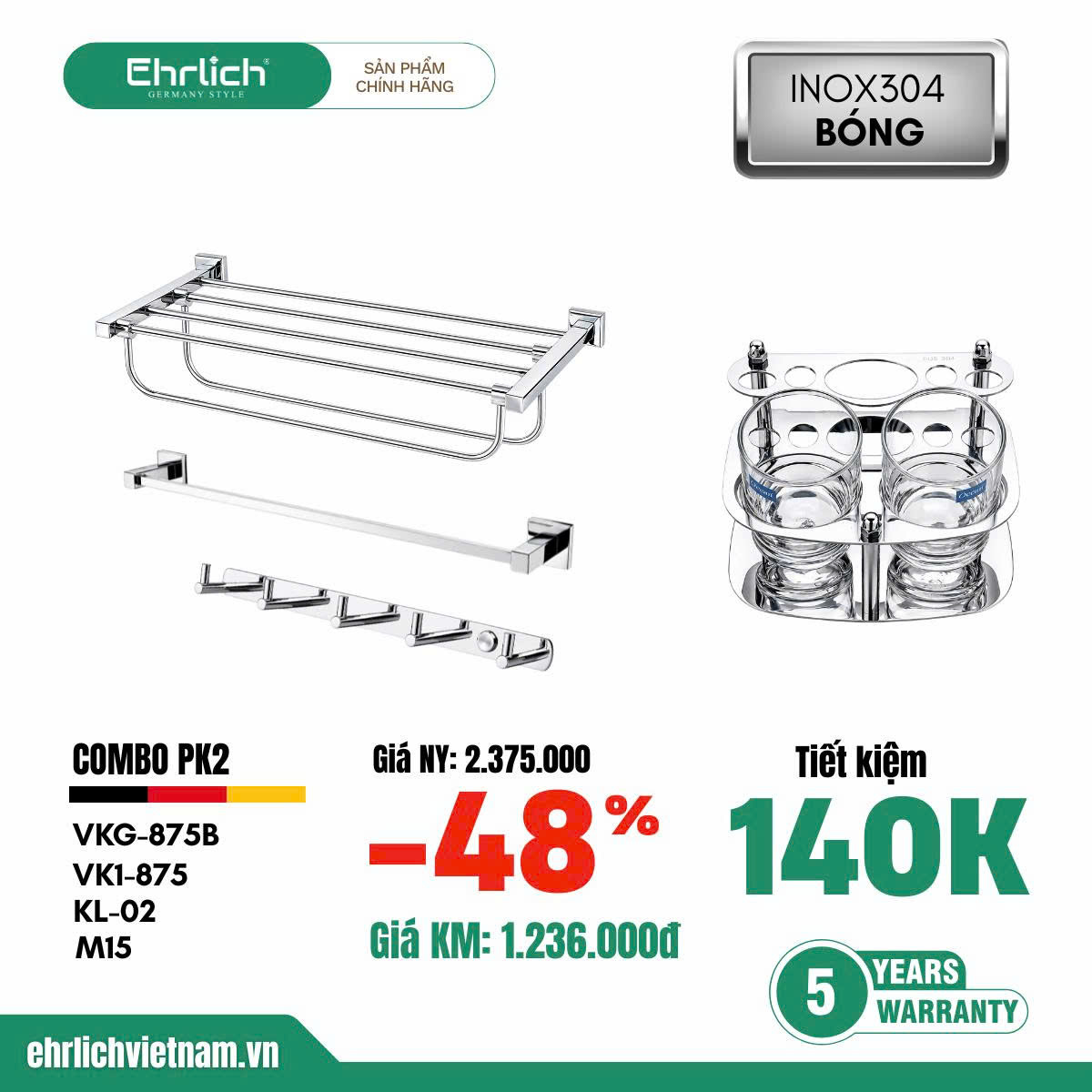 Combo Phụ Kiện Phòng Tắm PK2