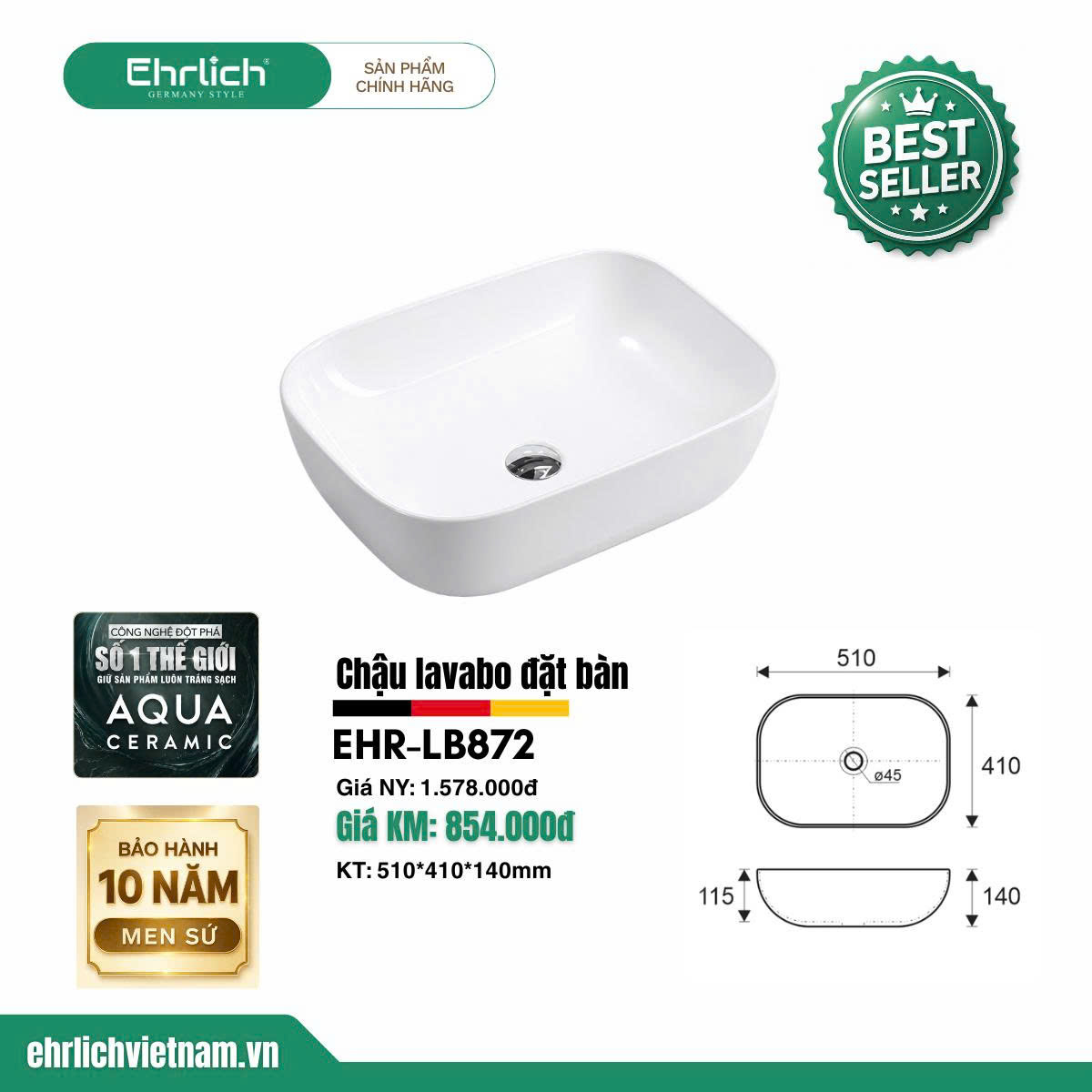 Chậu lavabo đặt bàn LB872