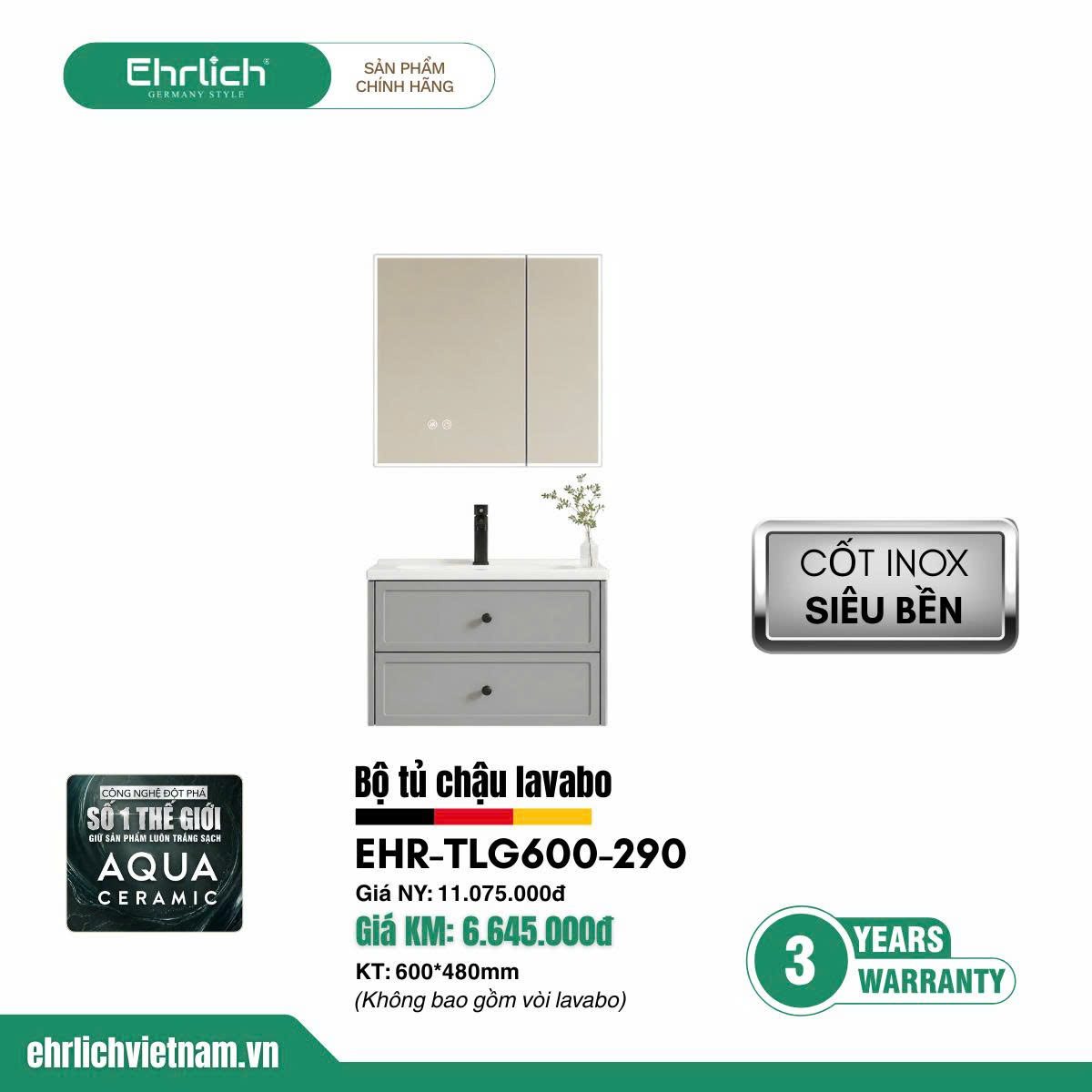 Tủ chậu cao cấp <br> TLG600-S290