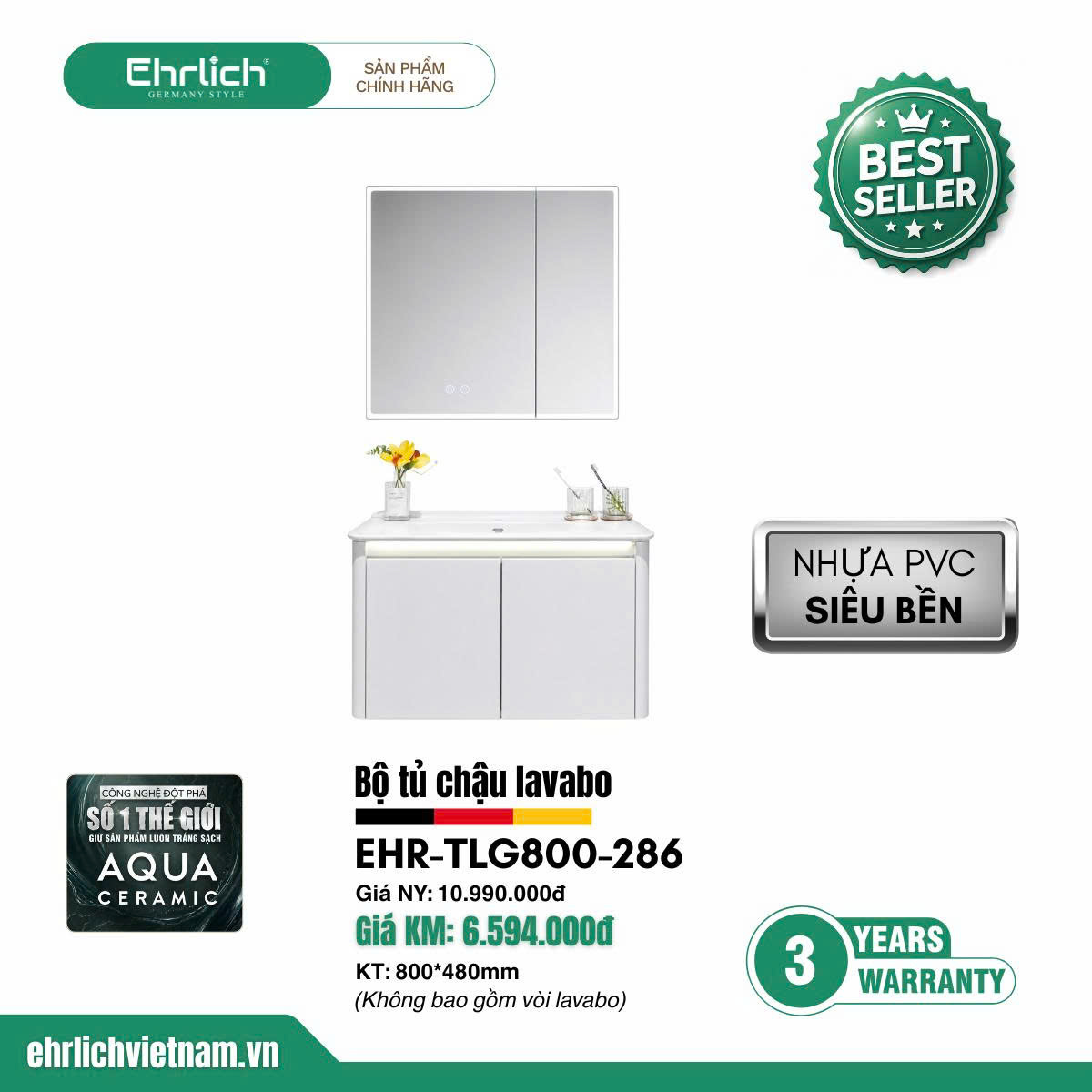 Tủ chậu cao cấp <br> TLG800-S286