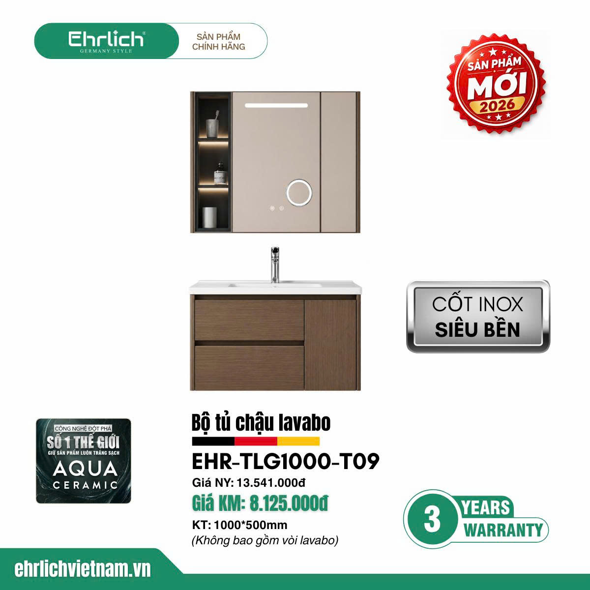 Tủ chậu cao cấp <br> TLG1000-T09
