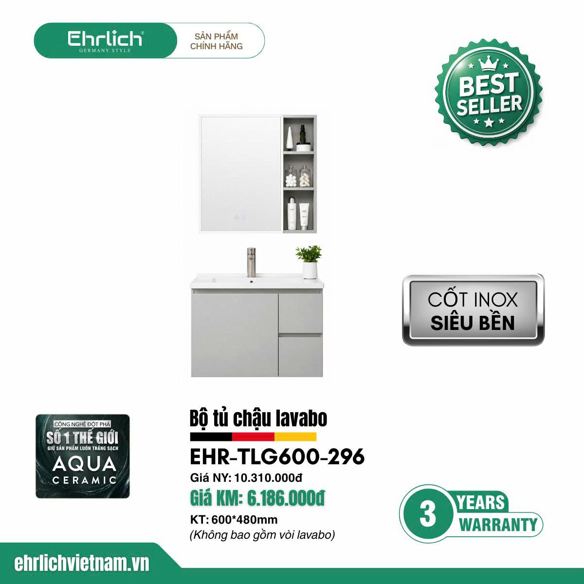 Tủ chậu cao cấp <br> TLG600-S296