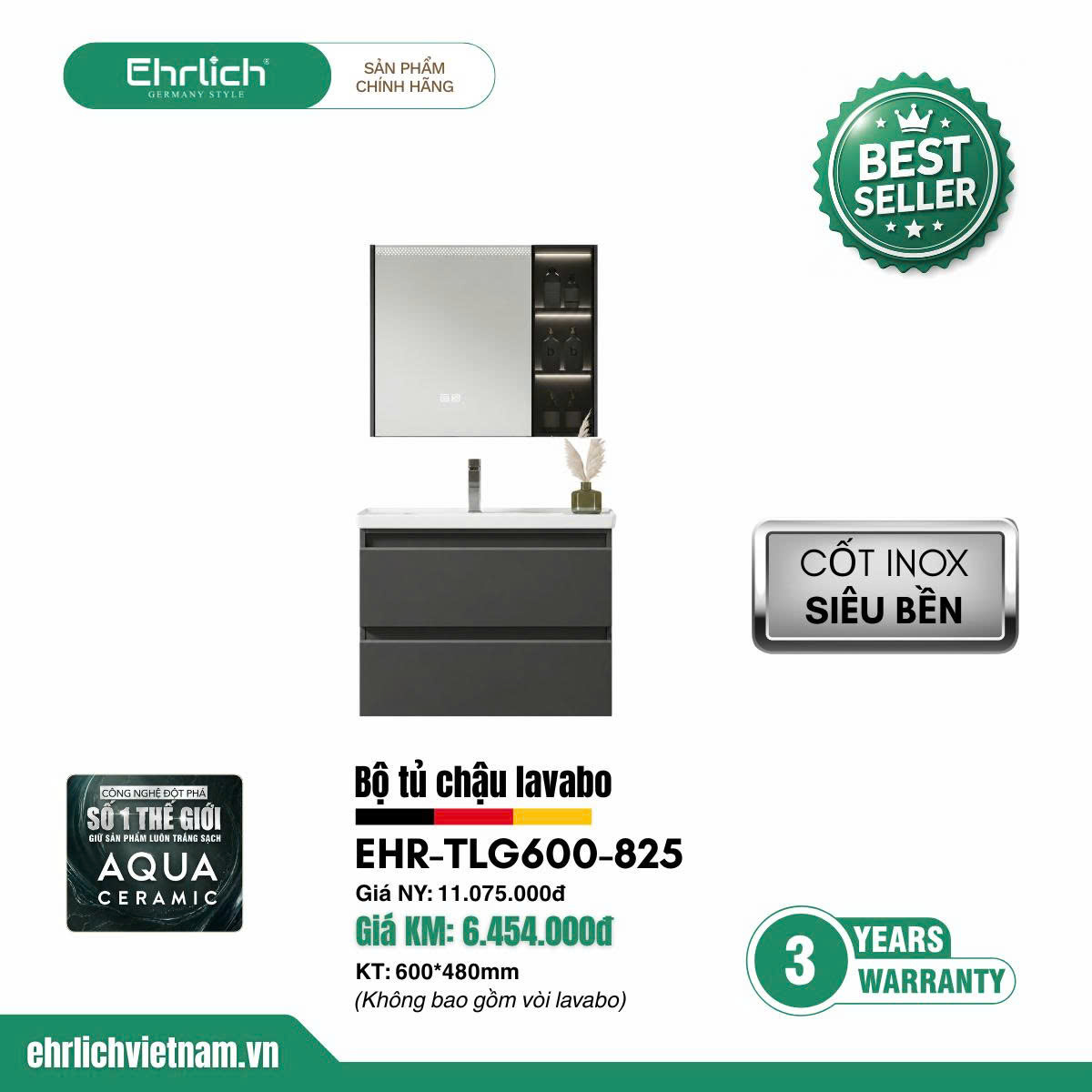 Tủ chậu cao cấp <br> TLG600-S825