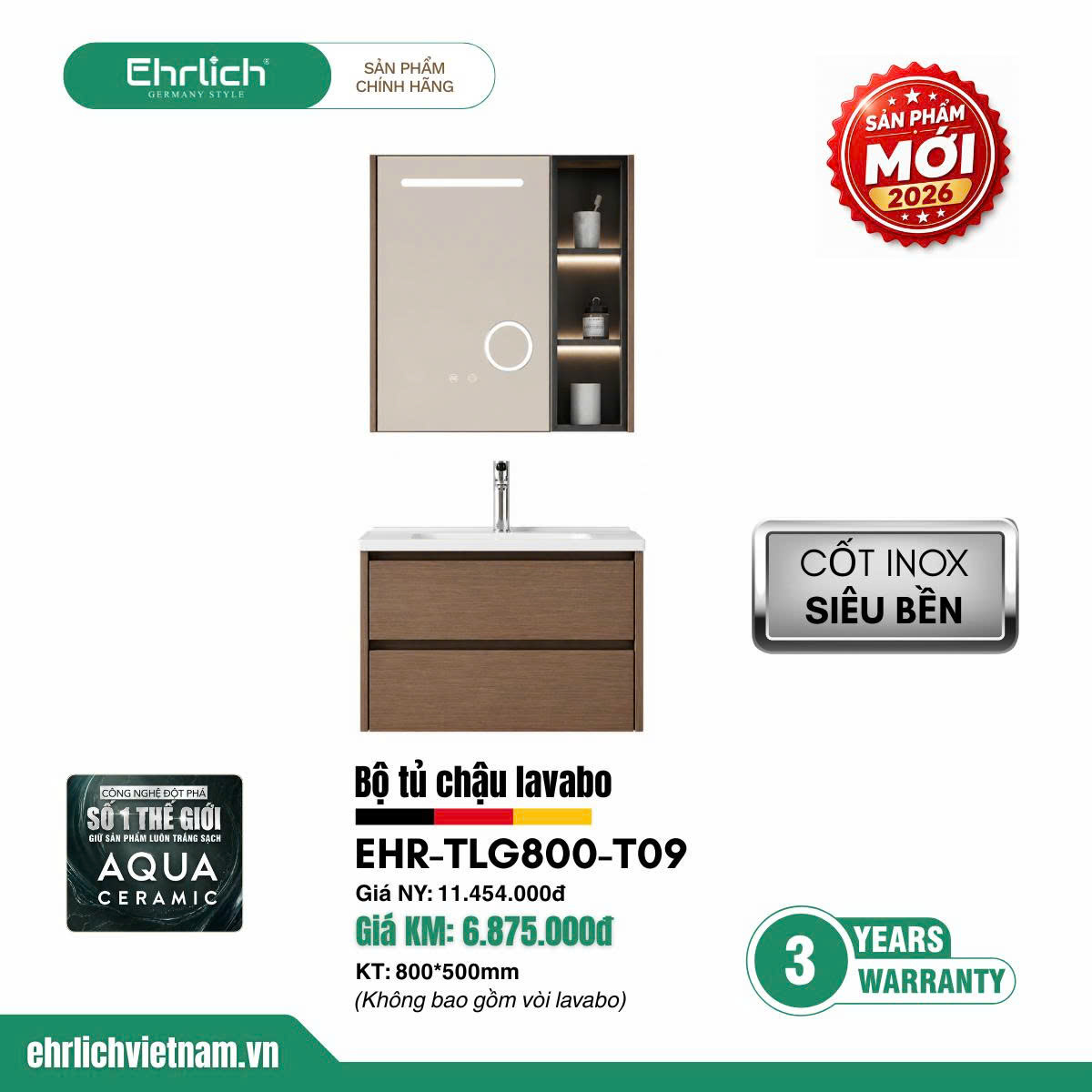 Tủ chậu cao cấp <br> TLG800-T09