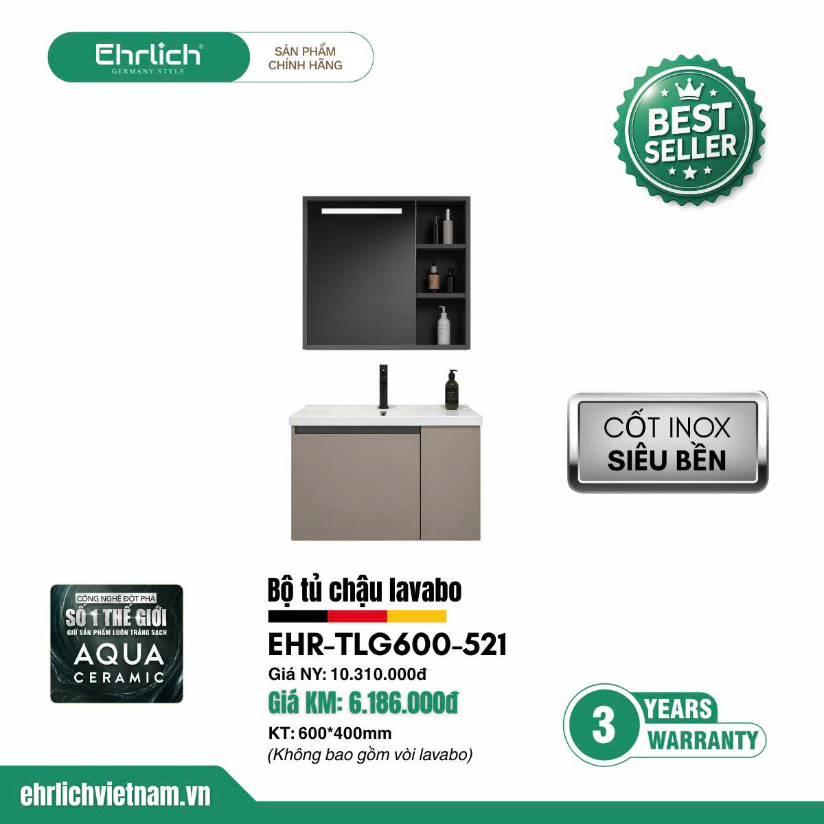 Tủ chậu cao cấp TLG600-S521
