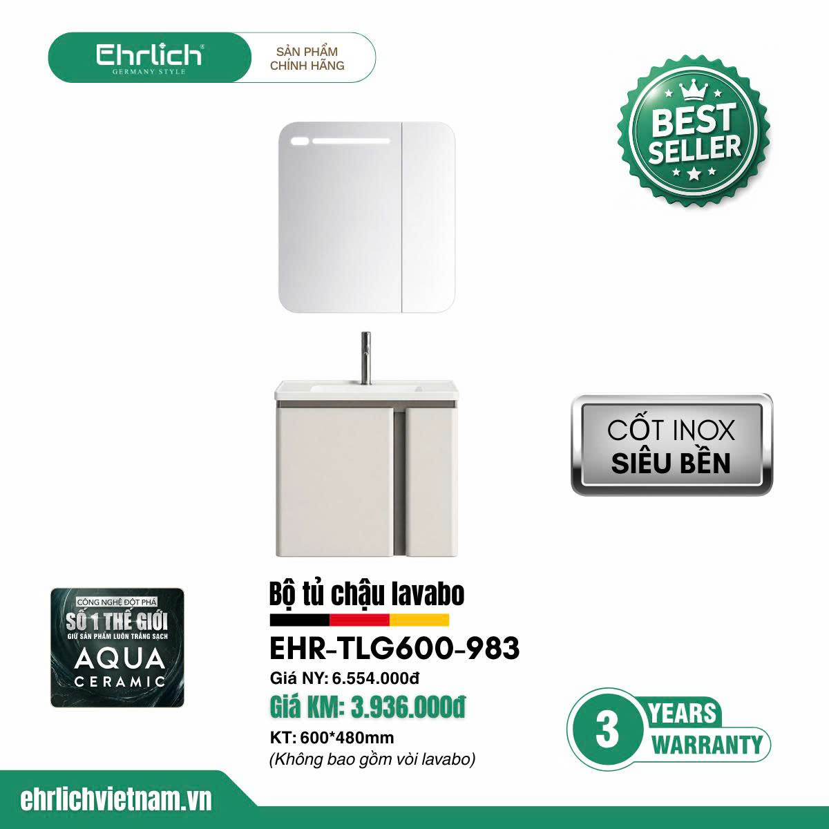 Tủ chậu cao cấp <br> TLG600-983