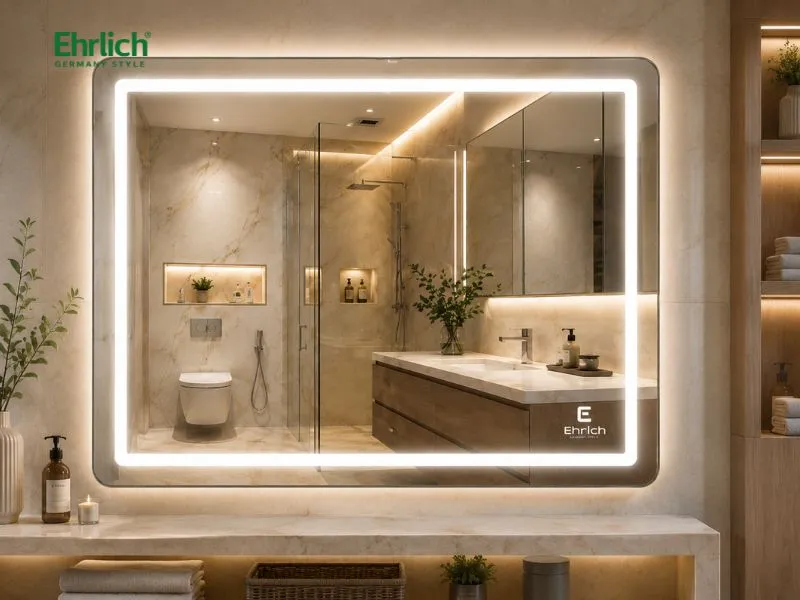 Gương LED phôi Bỉ có sấy LED-6080 của Ehrlich