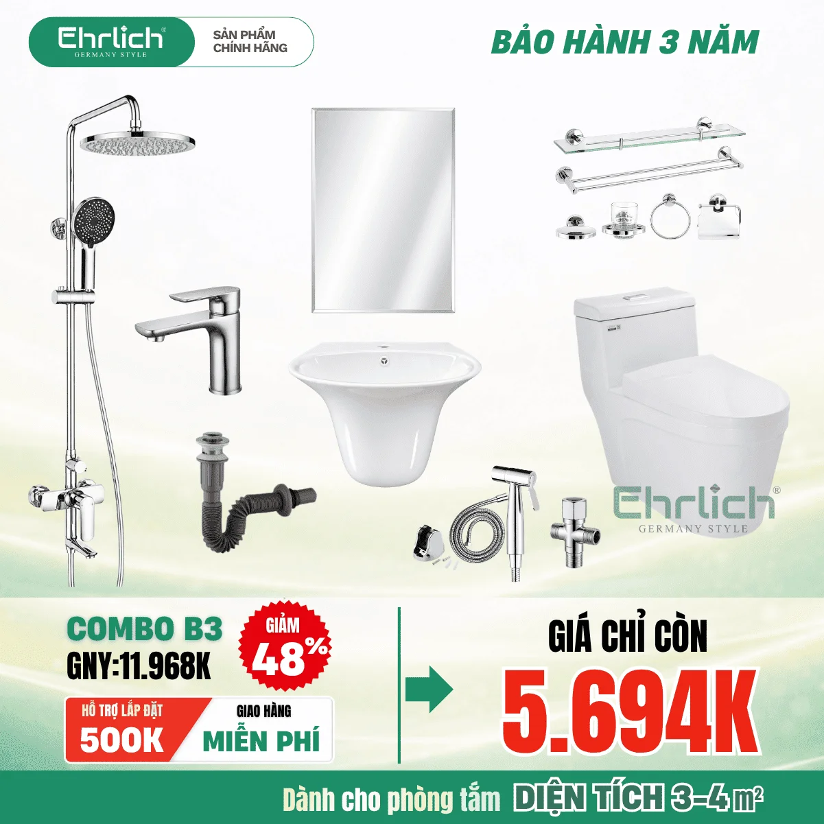 Combo Phòng Tắm EHR-B3