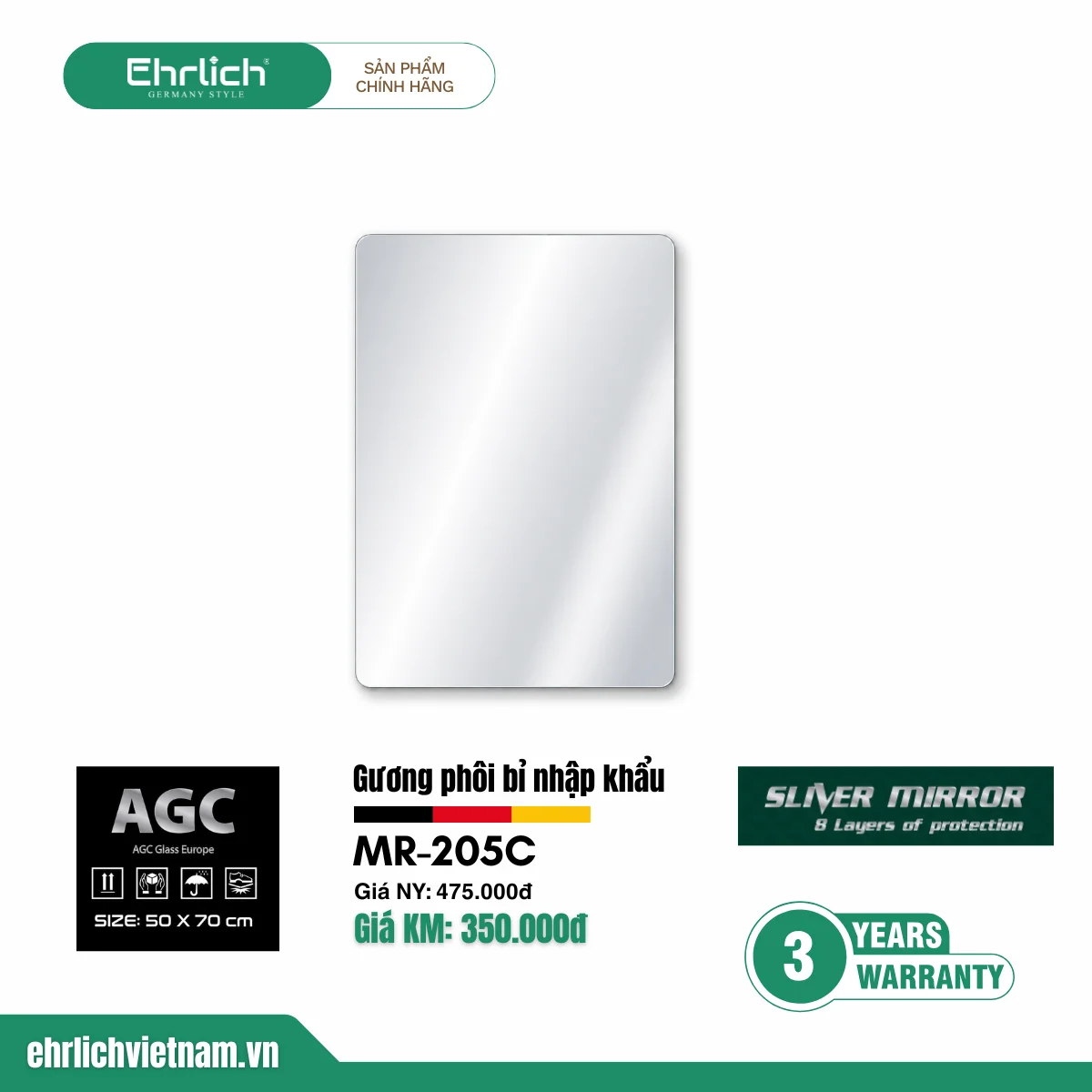 Gương phôi Bỉ nhập khẩu MR-205C