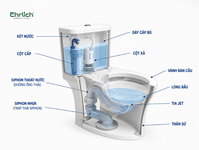 Bồn cầu 2 khối là gì