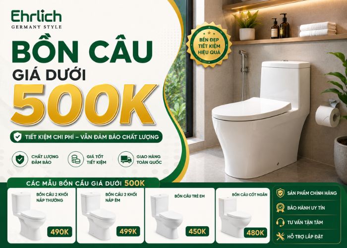 Top bồn cầu giá rẻ dưới 500K bền đẹp cho gia đình