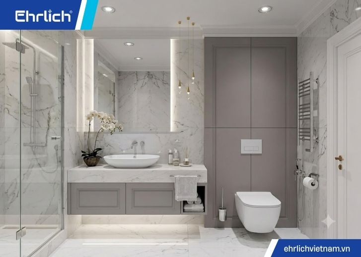 Phòng tắm hiện đại, ít chi tiết