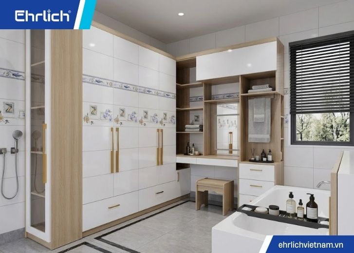 Mẫu phòng tắm đẹp màu trắng