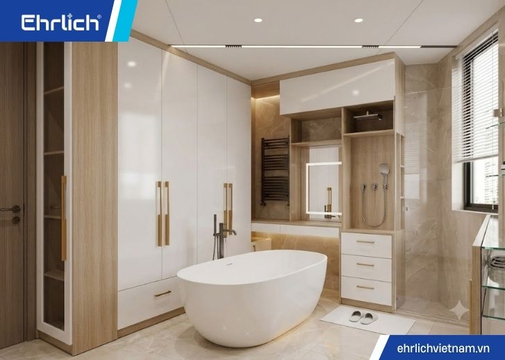 Mẫu phòng tắm đẹp màu be