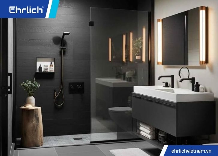 Mẫu phòng tắm đẹp đen trắng