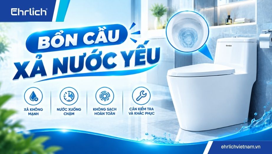 Bồn cầu xả nước yếu do đâu? Nguyên nhân và cách sửa tại nhà hiệu quả