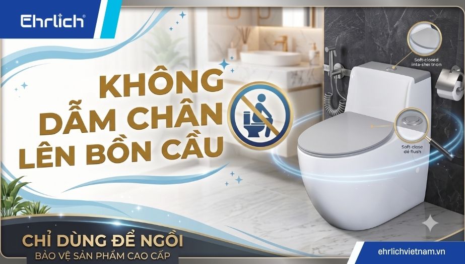 Vì sao không dẫm chân lên bồn cầu? Lý do và cách dùng bồn cầu chuẩn y khoa