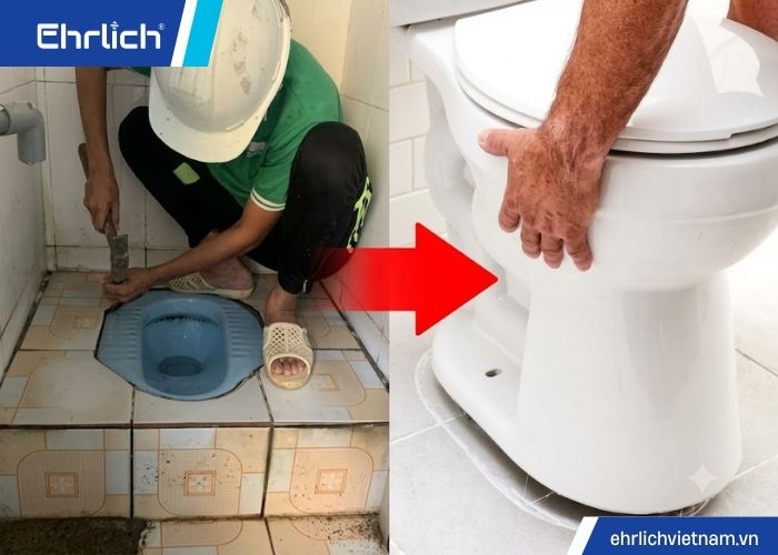 thay bồn cầu xổm sang bồn cầu bệt (1)