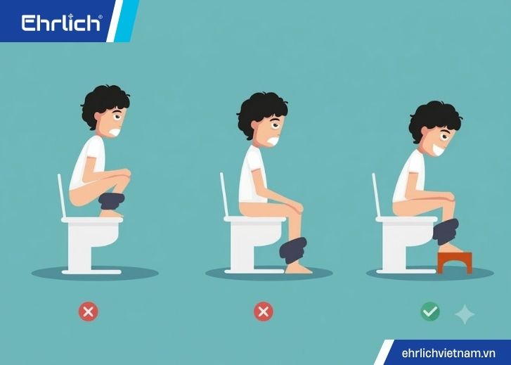 tư thế ngồi bồn cầu đúng cách