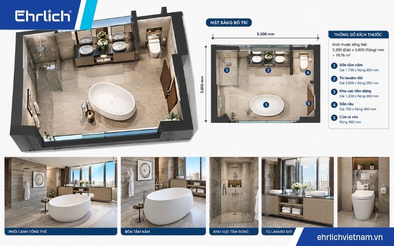 bố trí và chọn thiết bị cho phòng tắm master (1)
